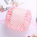 Drawstring Cosmetic Bag Travel Organizer - Pink Stripe