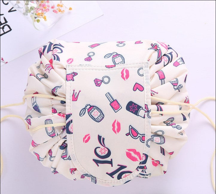 Drawstring Cosmetic Bag Travel Organizer - Beige Cosmetic