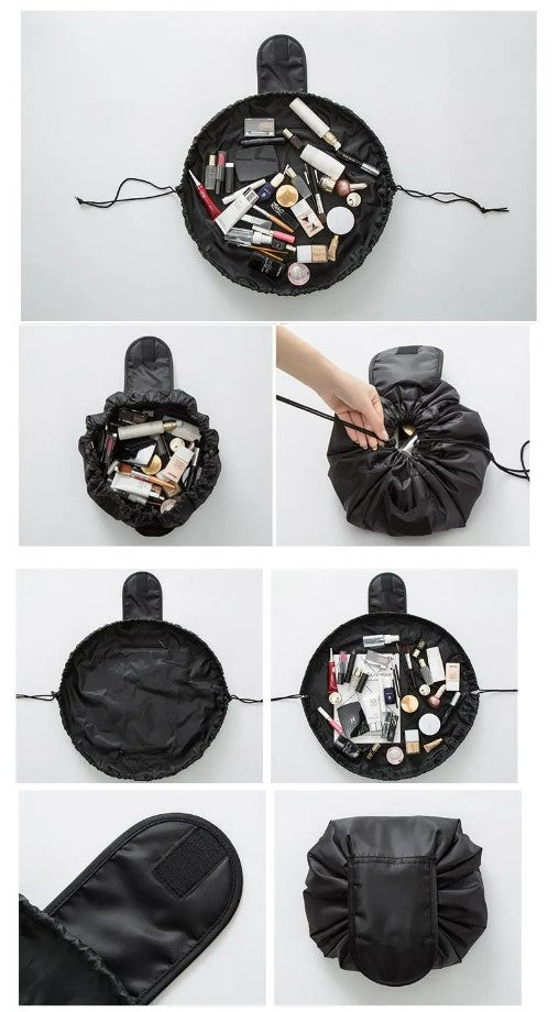 Drawstring Cosmetic Bag Travel Organizer - Beige Cosmetic