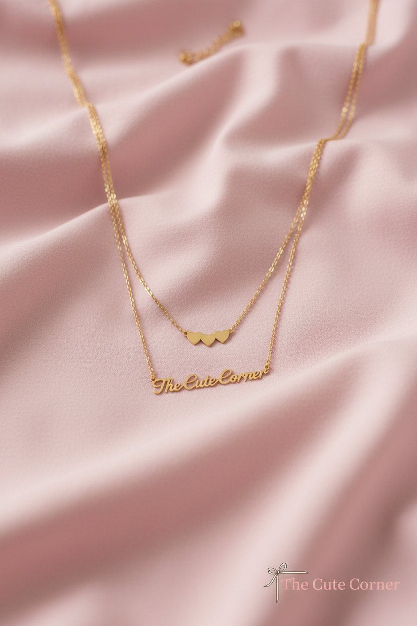 Double Layer Heart & Name Necklace