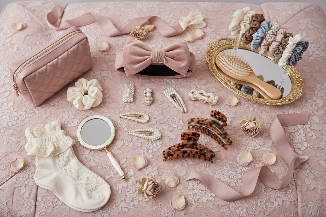 THE COQUETTE DRESSING TABLE SET - 10 piece balletcore aesthetic mystery box flat lay