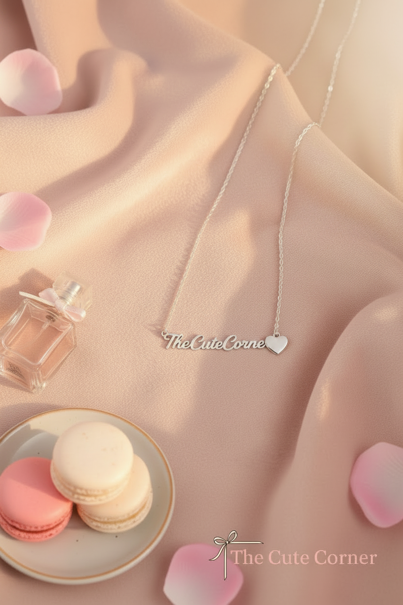 Personalised Name Necklace with Heart Detail – Gold & Silver