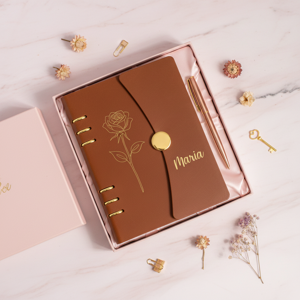 Personalised Leather Loose-Leaf Journal Set