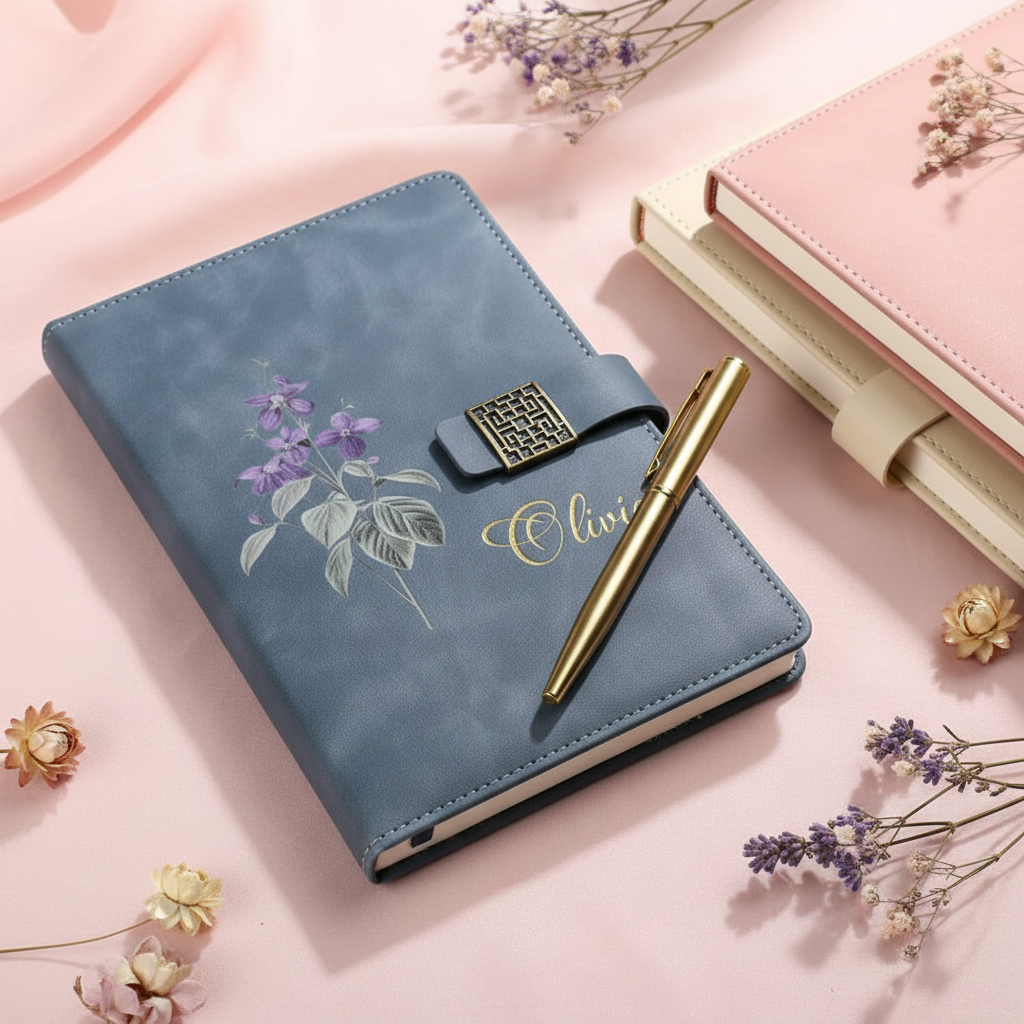 Personalised Birth Flower Journal Gift Set