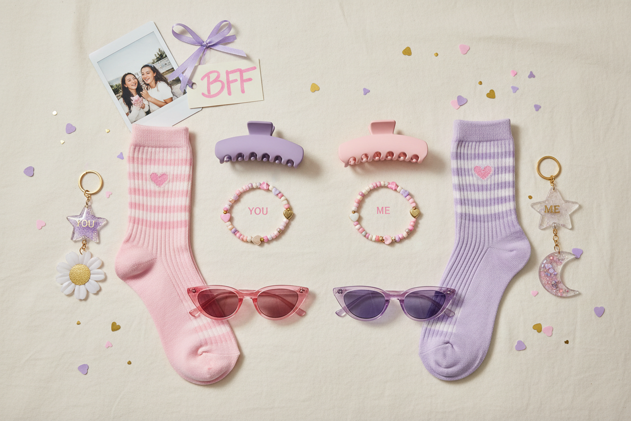 THE BESTIE DUO BOX - 12 piece matching BFF gift set flat lay