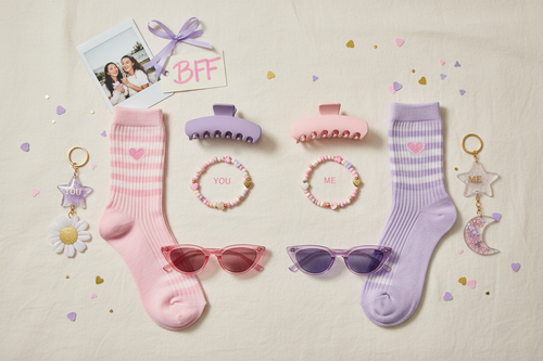 THE BESTIE DUO BOX - 12 piece matching BFF gift set flat lay